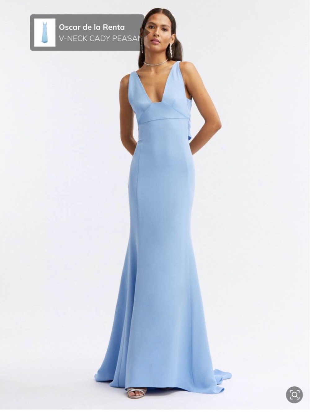 Oscar de la Renta Powder Blue Backless Gown with Waist Tie - Picture 2 of 2